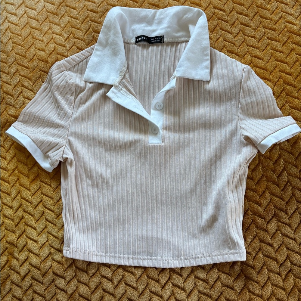 SHEIN Cream Ribbed Top
